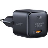 Aukey PA-B1L,USB-C, 30W omrežni polnilnik (črn), (21073835) | Shoptok.si