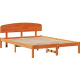  Krevetni okvir sa uzheadboardom Vosak smeđi 150x200 cm Solidno drvo bor | shoptok.hr