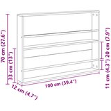  Polica za časopise s policom Zidne Staro drvo 100 x 12 x 70 cm | shoptok.hr