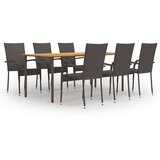 Poli 7-dijelni vrtni blagovaonski set od poliratana smeđi | shoptok.hr