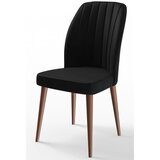 Hanah home set trpezarijskih stolica Etra 8 kom, crna tkanina Jerry, drvene noge boje oraha | Eponuda.com