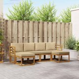  Set vanjskih sofa 6 pcs Prirodna i bež Konstruirano drvo | shoptok.hr