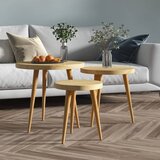  3-dijelni set bočnih stolića svjetlosmeđi od MDF-a i željeza | shoptok.hr