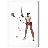  Slika - Female Golfer With the Eiffel Tower in the Background - Illustration 80x120 Premium Print | shoptok.hr