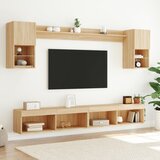  6-dijelni zidni TV elementi s LED svjetlima boja hrasta drveni | shoptok.hr