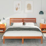  Krevetna konstrukcija s uzglavljem Voštano smeđa 150 x 200 cm | shoptok.hr