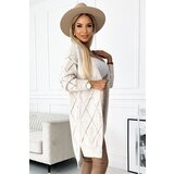 numoco basic Women's cardigan with a longer back - beige | Shoptok.si