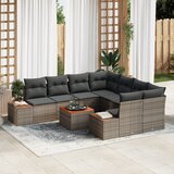 vidaXL 9-delna vrtna sedežna garnitura z blazinami siva Poly Rattan Acacia | Shoptok.si