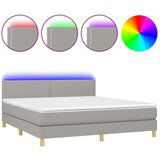  Box spring postelja z vzmetnico LED sv. siva 180x200 cm blago, (20937045) | Shoptok.si