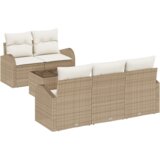 vidaXL 6-dijelni vrtni set sjedala s jastučićima bež poli ratana | shoptok.hr