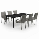  7-dijelni vrtni blagovaonski set sivo-crni | shoptok.hr