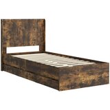  Krevetna konstrukcija s pohranom i uzglavljem Dimljeni hrast Smeđa 90 x 190 cm | Shoptok.si