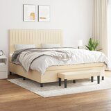 Maison Chic Box spring postelja - Vzmetna postelja z vzmetnico krem 160x200 cm blago SL1957, (21889023) | Shoptok.si
