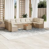 Maison Chic Seti vrtnega pohištva - Vrtna garnitura - Vrtni pohištvo set 11-delna z blazinami bež poli ratan, (21815169) | Shoptok.si