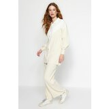 Trendyol Light Beige Color Block, Ribbed Cardigan-Pants, Sweater Top-Upper Set Cene