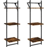 Maison Chic 2 kosi Stenske Police - Viseče police s prečkami dimljen hrast 30x25x100 cm, (21794094) | Shoptok.si