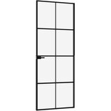 Sobna vrata crna 76 x 201,5 cm kaljeno staklo i aluminij tanka | shoptok.hr