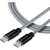 Aramid ekstra čvrst kabel USB-C/USB-C 100W 20V/5A - 0.3m - Siva KP31192
