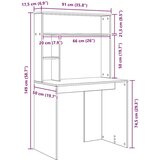 vidaXL Miza s polico Bela 91 x 50 x 149 cm Konstruiran les | Shoptok.si