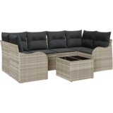 vidaXL set za vrtni kauč od 7 komada s jastucima svijetlosivi poli ratan, dvosjedni vrtni kauč s pohranom i jastucima svijetlosivi poli ratan | shoptok.hr