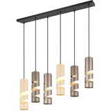 Trio Leuchten Moderne hanglamp zwart met taupe en beige 6-lichts - Stream | Shoptok.si
