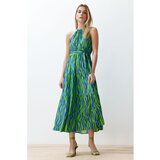 Trendyol Blue Animal Shift Halter Neck Halter Neck Shally Maxi Woven Dress | shoptok.hr