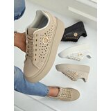 Resti Cleo Ecru Platino – beige platform sneakers eco leather | Shoptok.si