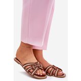 Boto Ladies Flat Slippers With Intertwined Straps Brown Acimine | shoptok.hr