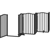 vidaXL Ograda za pse z vrati zložljiva 9 panelov črna 450 cm les | Shoptok.si