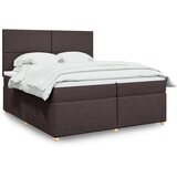  Krevet s oprugama i madracem tamnosmeđi 200x200 cm od tkanine | shoptok.hr