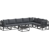 vidaXL Sjedeća garnitura za vrt 8 pcs Crna 70 x 70 x 32 cm Aluminij | shoptok.hr