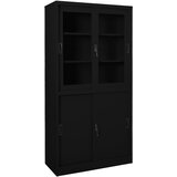  The Living Store Pisarniška omara z drsnimi vrati črna 90x40x180 cm jeklo - Pisarniška Omara, (21429444) Cene