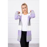 Kesi Tricolor striped sweater ecru+purple+gray | shoptok.hr