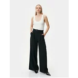 Koton Wide Leg Trousers with Belt Detail, High Waist and Pocket