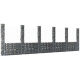 vidaXL Gabionska košara U-oblika sa 6 stupova 620x20x200 cm željezna | shoptok.hr
