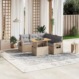  The Living Store Vrtna sedežna garnitura 6-delna z blazinami bež poli ratan - Vrtna Sedežna Garniture, (21477148) Cene