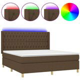  Box spring postelja z vzmetnico LED temno rjava 160x200cm blago, (20901621) | Shoptok.si