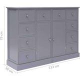  Komoda z 10 predali siva 113x30x79 cm les, (20656366) | Shoptok.si