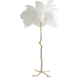 Light & Living Bela/v zlati barvi stoječa svetilka s senčilom iz perja (višina 180 cm) Feather – | Shoptok.si
