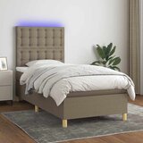  box spring s madracem LED smeđesivi 80 x 200 cm tkanina | shoptok.hr