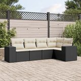 Maison Chic Seti vrtnega pohištva - Vrtna garnitura - Vrtni pohištvo set 5-delna z blazinami črn poli ratan, (21816883) | Shoptok.si