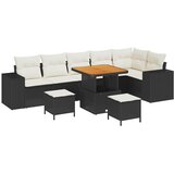  9-dijelni set vrtnog sofasa s jastučićima crni poli ratan akacija 3-dijelni set vrtnog objedovanja s jastučićima crni poli rata | shoptok.hr