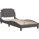 vidaXL Posteljni okvir z vzglavjem siv 90x190 cm umetno usnje | Shoptok.si