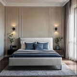 MID.YOU OBLAZINJENA POSTELJA 140 cm x 200 cm , les, tekstil, leseni material bež | Shoptok.si