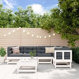 Maison Chic Seti vrtnega pohištva - Vrtna garnitura - Vrtni pohištvo set 6-delna bela trdna borovina, (21817220) | Shoptok.si