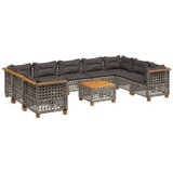  10-dijelni set vrtnih sofa od poliratana s jastucima sivi Siva 55 x 55 x 36 cm | Shoptok.si