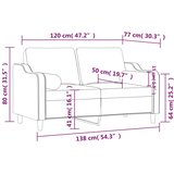  Dvosjed s ukrasnim jastucima smeđi 120 cm od tkanine | shoptok.hr
