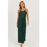 Cool & Sexy Women's Emerald Green Pleated Strappy Dress