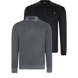 Dewberry DOUBLE SET V4007 MEN'S SWEATSHIRT-BLACK-ANTHRACITE Cene