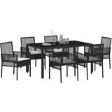  7-dijelni set za blagovanje u vrtu s jastučićima crni poli ratan | shoptok.hr